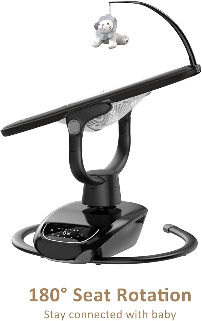 Angelbliss Baby Swing with Custom Motion, 3D-Motion Electric Swing with 6 Unique Motions & 4-Speeds, Bluetooth Enabled, 13 Preset Lullabies (Black)