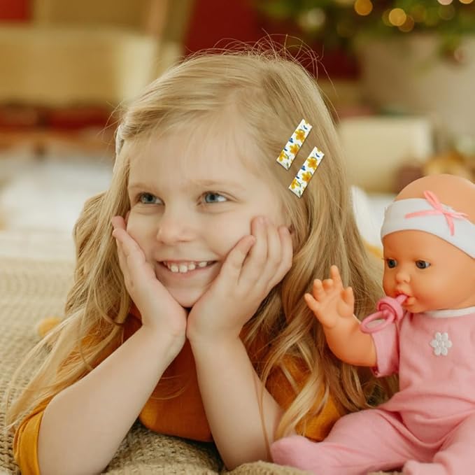 20 Pcs Baby Hair Clips, Non-Slip Fully Lined Soft Hair Barrettes for Girls & Toddlers, Handmade Infant Hair Accessories (10 Styles Toddler Hair Clips)