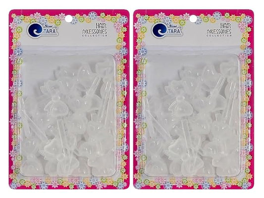 Classics Self Hinge Hair Barrettes for Girls Plastic Hair Barrettes for Baby bow Girl Barrettes 80s 90s Bow Cartoon Design Hair Pins for Baby Girls Toddlers total 40 count (CLEAR)