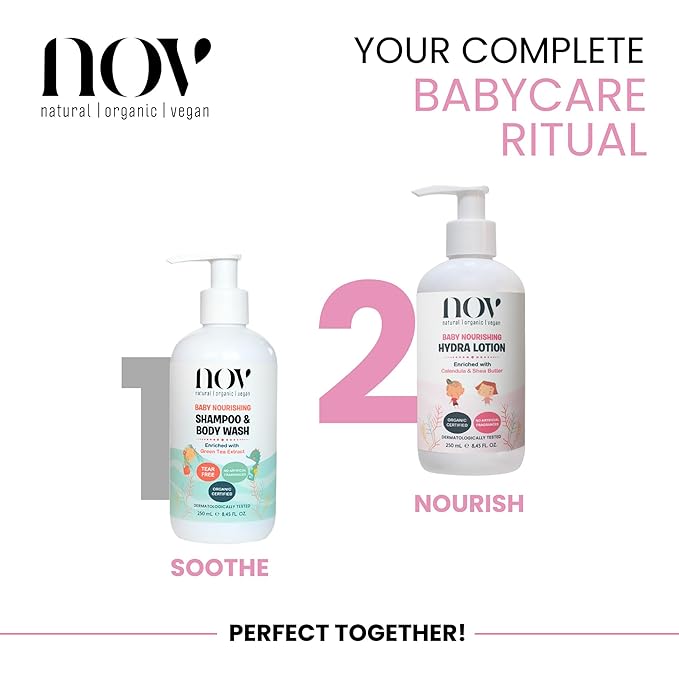 NOV Baby Nourishing Hydra Lotion - Baby Lotion for Newborn to Calm Itchiness and Redness - Newborn Essentials Shea Butter for Sensitive Skin - 8.45 oz