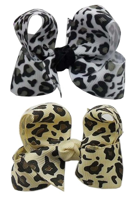 Leopard Hair Bow Clip for Women Girls Baby Leopard Bows Clip Cheetah Print Bowknot Hair Clip Costume Accessories 3 Pack Handmade Hair Bows TSFJ76 (Bow D)