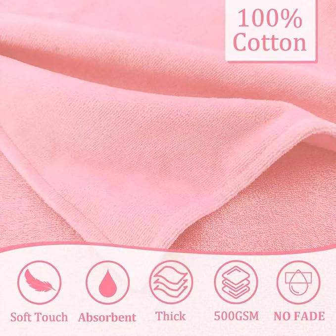 VOOVA & MOVAS Cute Elephant Ears Hooded Towel for Baby – 100% Cotton, 420GSM, Thick & Super Absorbent – 33" x 31.5", Pink – for 0–18 Months – Large Towel for Newborn, Toddler, Infant, Essential