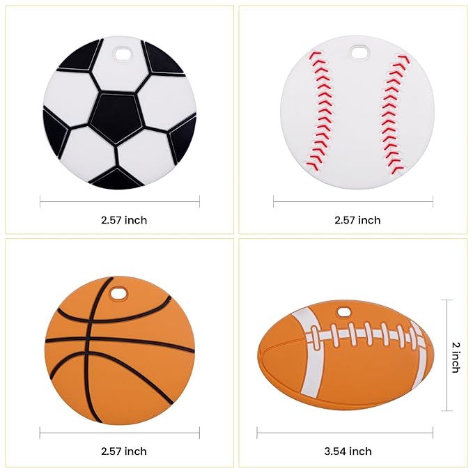 4 Pcs Silicone Sensory Chew Necklace Toy for Boys and Girls,Chewy Necklace for Kids with Autism, ADHD,Oral Motor,Biting Needs,Reduce Anxiety Fidgeting (Sports Balls)