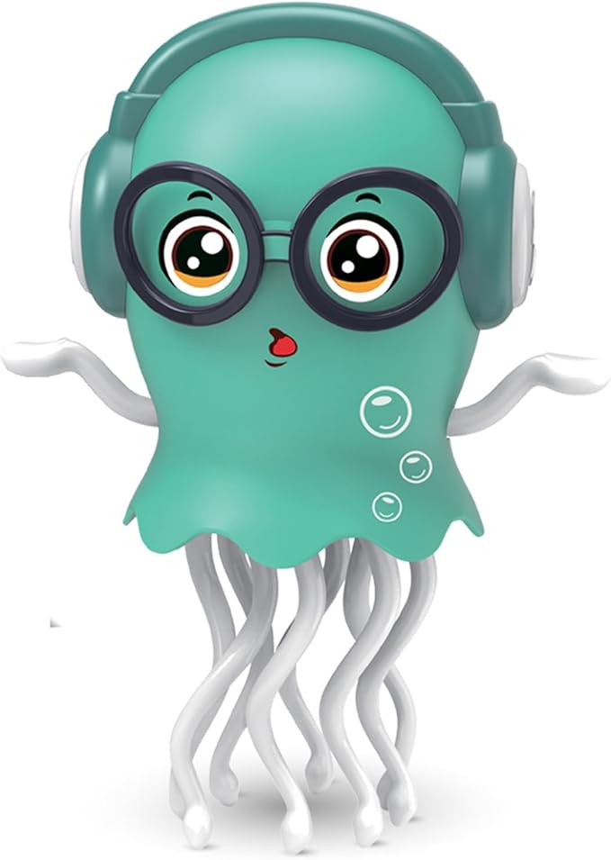 Qxbuhe Dancing Octopus Toy,Smart Tentacle Explorer,Crawling Dancing Automatic Obstacle Sensor Toys,Electric Crawling Octopus with LED Lights & Music (Green Jellyfish)