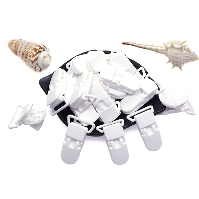 25Pcs Pacifier Clips Holders Suspender Mitten Binky Clip for DIY Dummy Chain Baby Blankets Bib Holder Suit for 20mm Ribbon (White)