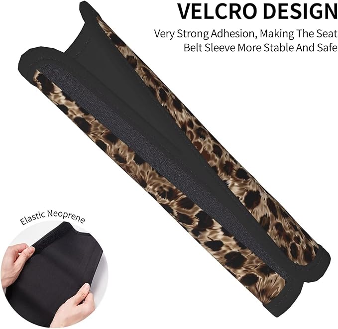 Soft Auto Seat Belt Cover Leopard Cheetahs Safety Strap Cover Seatbelt Shoulder Pad Cushions 2 PCS for A More Driving Universal Fit for All Cars and Backpack Cheetah Animal Seat Belt Cushion