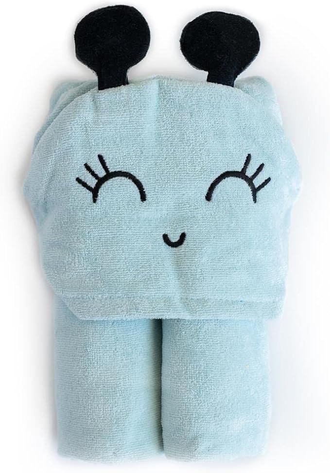 Milk&Moo Baby Hooded Towel, 100% Organic Turkish Cotton, Ultra Absorbent Bath Towel with Hood, 27x47 Inch, for Baby Boys & Girls (0-2 Years, Blue)