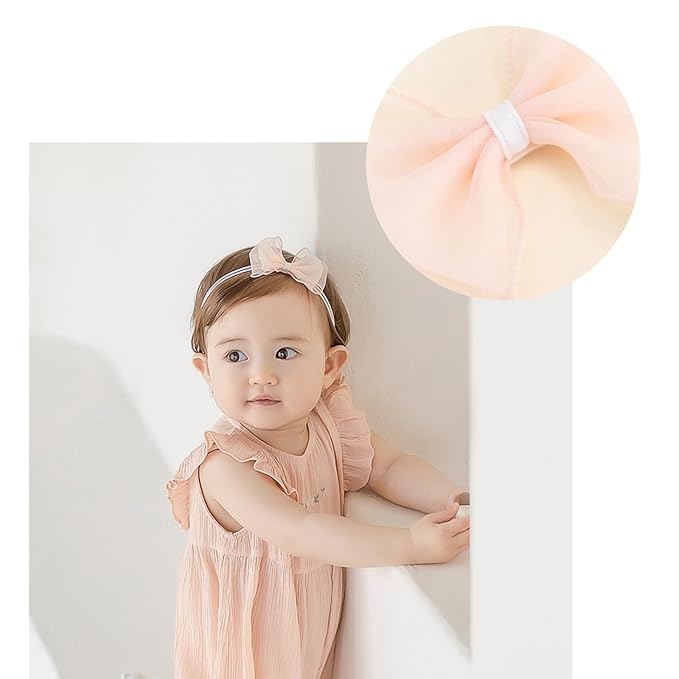 Baby Girls Cute Lace Bow Headband Soft Cotton Elastic Hair Accessories for Toddlers Newborns Ideal for Birthdays Baby Shower Photoshoots Special Occasions