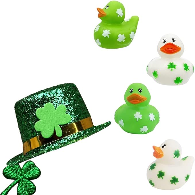 The Dreidel Company St. Patrick's Holiday Rubber Duck Toy Duckies for Kids, Bath Birthday Gifts Baby Showers Summer Beach and Pool Activity, 2" (50-Pack)