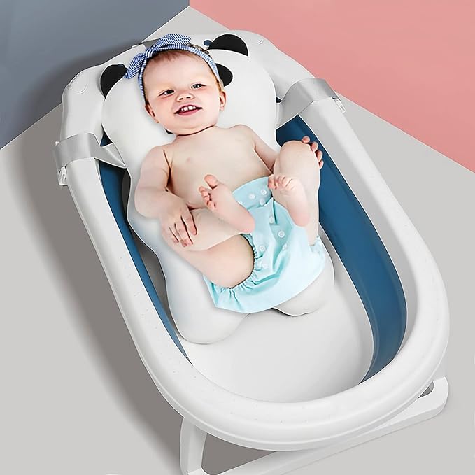SONARIN Baby Bath Pad,Non-Slip Baby Bath Cushion Mat Infant Floating Bathtub Pad Newborn Bath Tub Seat Mat Soft Bath Pillow for Tub Adjustable Baby Shower Support Seat for Baby 0-12 Months(White)