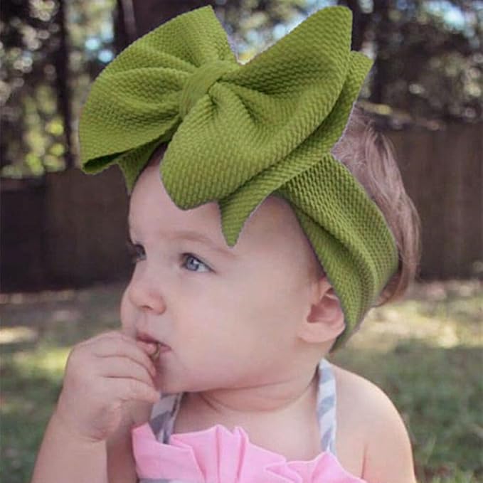 Bows for Baby Girls Headband, Newborn Bows Headbands Baby Hair Bows Hairbands Hair Accessories.(FD104-Rose red Dark Bud Green)