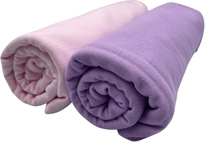 Pack N Play Sheets Fitted 24 x 42, Compatible with BabyBjorn, Guava Lotus and Similar - 100% Cotton Jersey - Soft, Durable & Hypoallergenic, 2-Pack, Pink & Lilac, by SheetWorld, Made in USA