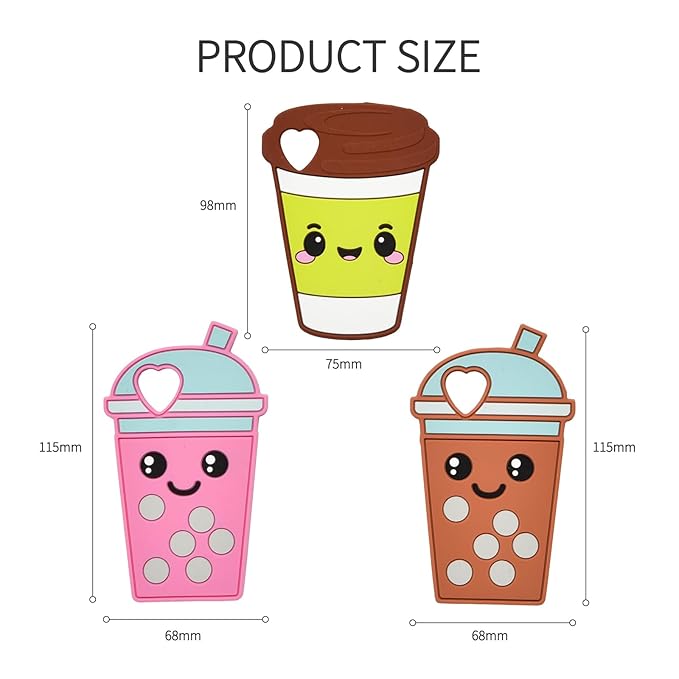 Baby Teething Toys ，Food Grade Silicone Safety Chewy Teething Toy ，Soft Silicone Chew Toys, Toddler Sensory Chewing Teether (Milk Tea)