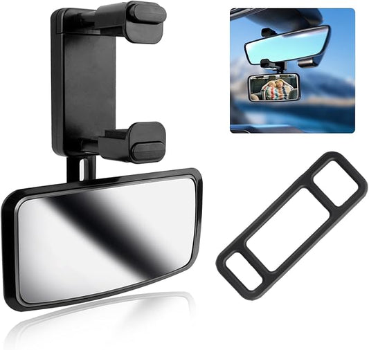 2026 Latest 360° Adjustable Car Mirror for Baby,Clip on Baby Rear View Mirror for Car with Retractable Clamping Arm,Universal Curved Backseat Mirrors for Babies Observing & Safety
