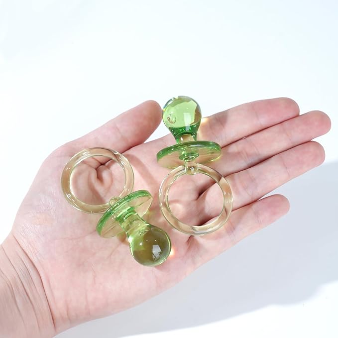 50 Pieces 2.75 Inch Baby Pacifier Baby Shower Plastic Pacifier for Baby Shower Pacifier, Baby Shower Gender Show Party Decoration DIY Birthday Party Gift (Green)