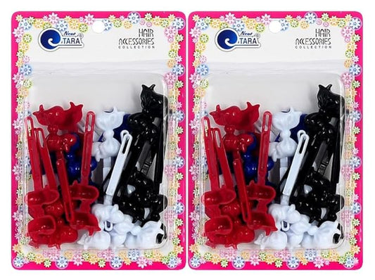 Classics Self Hinge Hair Barrettes for Girls Plastic Hair Barrettes for Baby bow Girl Barrettes 80s 90s Bow Cartoon Design Hair Pins for Baby Girls Toddlers total 40 count (RED BLACK WHITE)