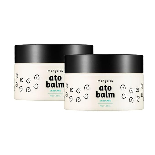 Mongdies Baby Ato Balm | Intensive Moisture Barrier Balm for Dry Sensitive Skin | Non Sticky Ceramide Balm with Plant Oils | For Cheeks Hands & Dry Areas | Vegan EWG Green | 1.05 oz | 2 Pack