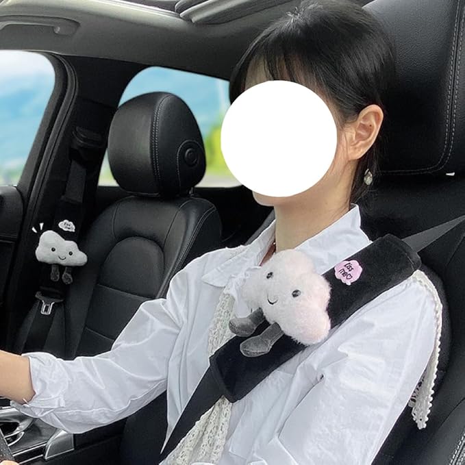 BNTR Car Seat Belt Cover Stocking Stuffers Cute Fluffy Pig Frog Sheep Dinosaur Safety Seatbelt Shoulder Pad Auto Accessory Neck Cushion Protector Seatbelt Shoulder Protector Nice Gift (Sheep)