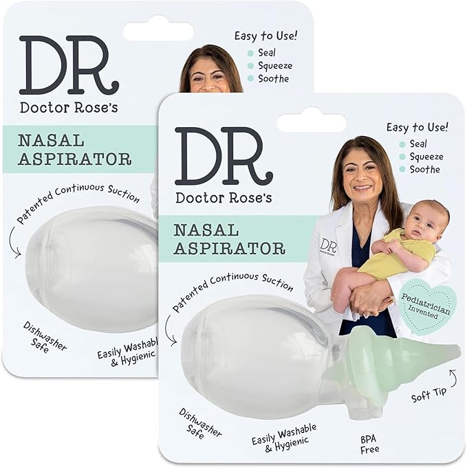 Dr. Rose's Nasal Aspirator for Baby | Pediatrician Patented Dual-Suction Nose Cleaner for Baby (Pack of 2, 2, Count)