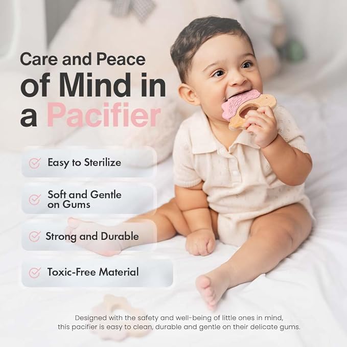 Baby Must Haves – Baby Teething Toys and Teether for Soothing Relief – Perfect for Teething Toys 3-6 Months and Shower Gifts – Soft, BPA-Free, Ergonomic Dinosaur Wood Design.