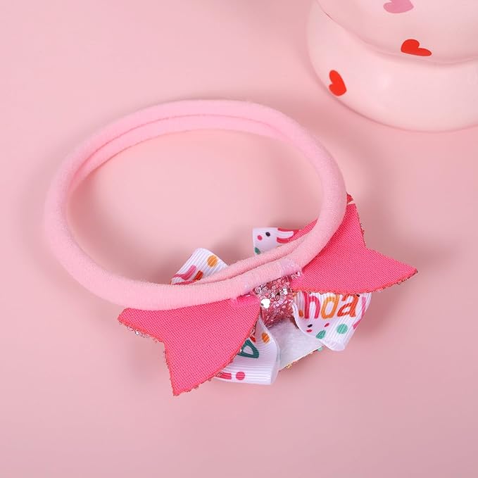 Glitter Pink Birthday Bow Headband for Women Her First Happy Birthday Gift Cute 1st Sprinkle Confetti Ice Cream Party Dress Decorations Accessories