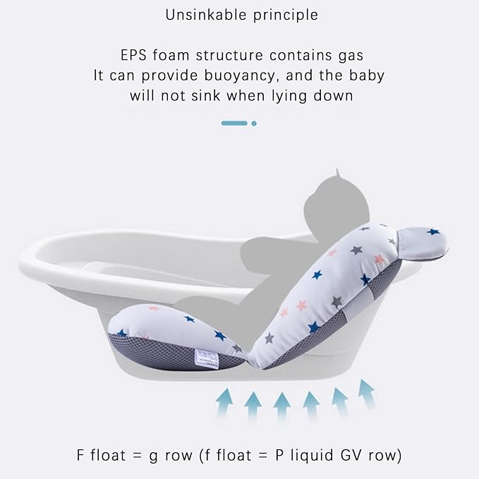 Baby Bathtub Seat Cushion, Adjustable Non-Slip Bath Support Seat Pad, Floating Bath Tub Pillow Mat for Newborn Infant Babies 0-12 Months