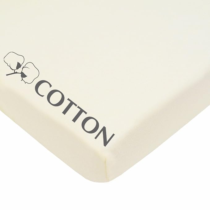 American Baby Company 100% Natural Cotton Fitted Pack and Play Sheet 39" x 27" - Soft & Breathable Pack N Play Sheet for Playpen, Playard & Mini Crib Mattress, Cream, for Boys & Girls