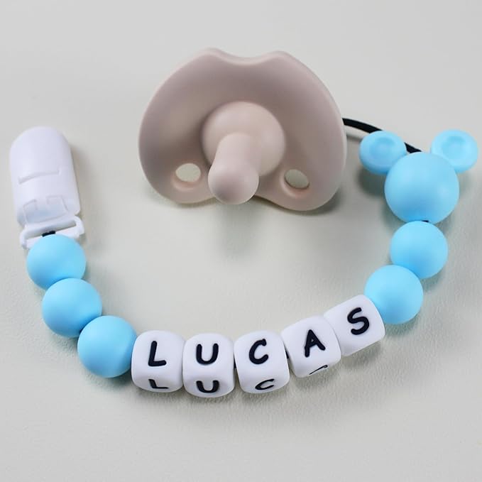 Personalized Pacifier Clip with Name, Customized Pacifier Clip with Name for Baby, Pacifier Holder with Cute Mouse Head