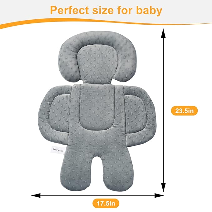 Innokids Infant Car Seat Insert for Newborn, 2 in 1 Reversible Soft Padded Baby Head and Body Support for Stroller, Carseat, Swing (Beige/Gray)