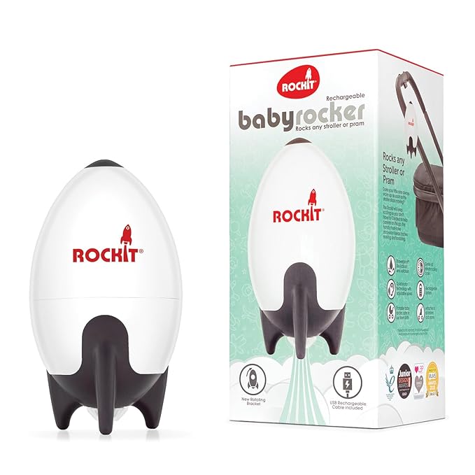 Rockit Baby Rocker USB Rechargeable - Hands-Free Portable Rocker Sleep Aid Soother Gently Rocks Stroller or Buggy - Adjustable Speed 60-Min Timer - Fits Pushchairs & Prams Creates Automatic Bouncer