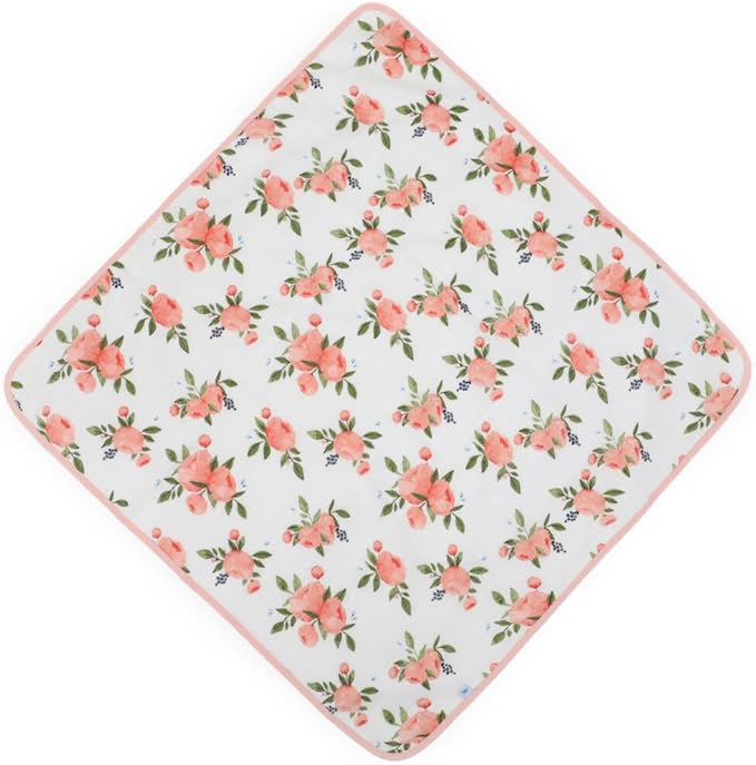 Little Unicorn Premium Infant Hooded Bath Towel| Soft & Absorbent Cotton & Terry Fabric for Newborns (Watercolor Roses)