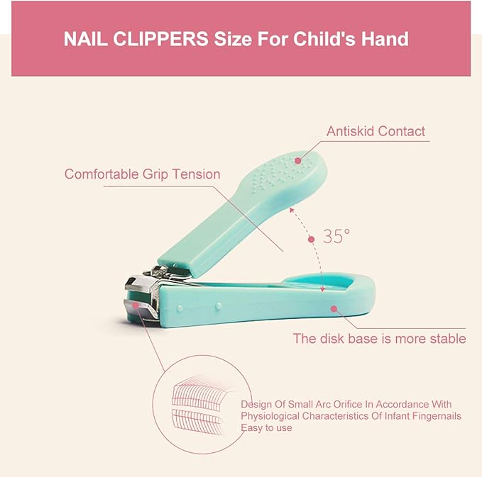 Baby Nail Clippers Set, 4-in-1 Baby Grooming Kit with Cute Case, Baby Manicure, Scissor, File & Tweezer | Baby Nail Care Kit for Newborn, Infant & Toddler (Light Blue)
