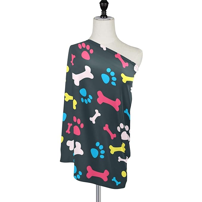 Colorful Dog Paw Print Bone Pet Animal Design Stretchy Baby Car Seat Cover Infant Canopy Nursing Covers Breastfeeding Cover Breathable Windproof Winter Scarf for Boys Girls