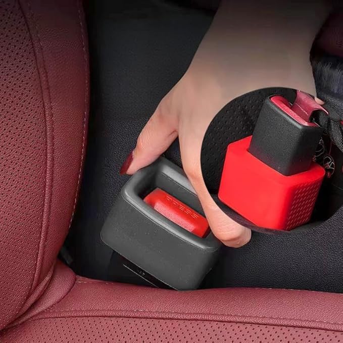 Seat Belt Holder Clip 2 Piece Set for Kids, Easy Access Car Seatbelt Guide, Ideal for All Ages (Red)