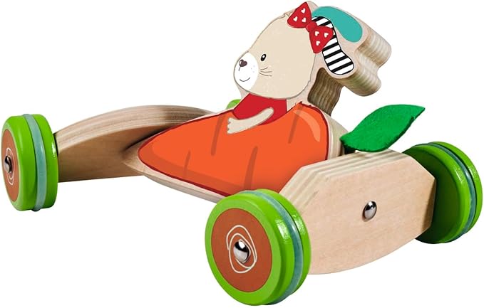 Eichhorn - Pushing Vehicle Carrot Speedster with Mouse Motif, 16 cm Long, 100% FSC-Certified Birch Wood, from 1 Year