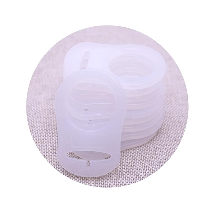 Soft Silicone Adapter Rings Baby Pacifier Clips Holders for Button Style Dummy Soother Teething Ring (White) 10pcs …