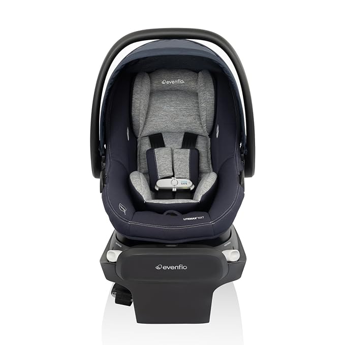 Evenflo Revolve180 LiteMax NXT Rotating Rear-Facing Lightweight Preemie and Infant Car Seat 3-30lbs with Green & Gentle. Easy Install with Base (Beau Navy)