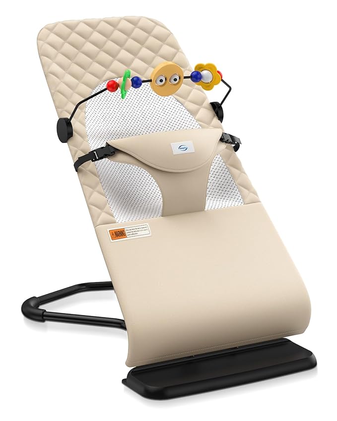 Bouncer Seat for Babies 0-12 Months, Baby Bouncer forBreathable and Comfortable Cushion, Three HeightAdjustments, Baby Rocker Portable Folding andDetachable, Ergonomic Baby Seat