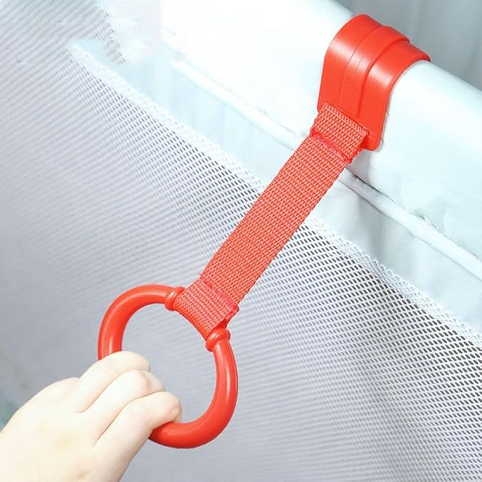 Leadigol 4PCS Baby Playpen Pull up Rings,Baby Crib Pull up Rings,Baby playpen Crib Hook,Baby Standing Walker Crib Tool Ring,Help Baby Stand Ring Crib Pull Ring Walking Training Tool