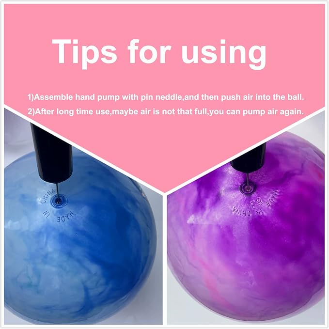 Marbleized Bouncy Balls - Set of 2 Large Inflatable Bouncy Ball with Hand Air Pump & 2 Pin Neddles