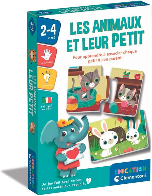 Clementoni Animals and Their Little | Contains 16 Mini Puzzles and 1 Guide. | 2 Years | 52786