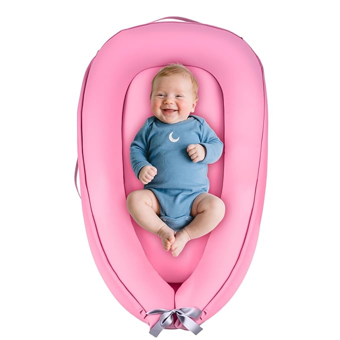 Baby Lounger, Baby Lounger for Newborn 0-24 Months, Premium Soft & Breathable Infant Lounger, Pure Cotton Baby Nest for Boys & Girls, Portable Newborn Lounger for Travel and Home.