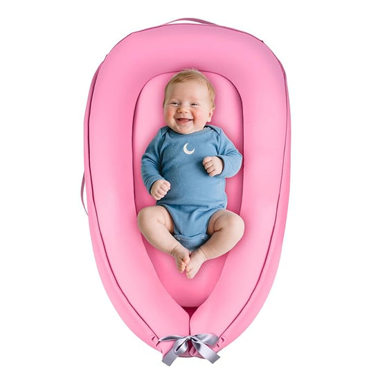 Baby Lounger, Baby Lounger for Newborn 0-24 Months, Premium Soft & Breathable Infant Lounger, Pure Cotton Baby Nest for Boys & Girls, Portable Newborn Lounger for Travel and Home.