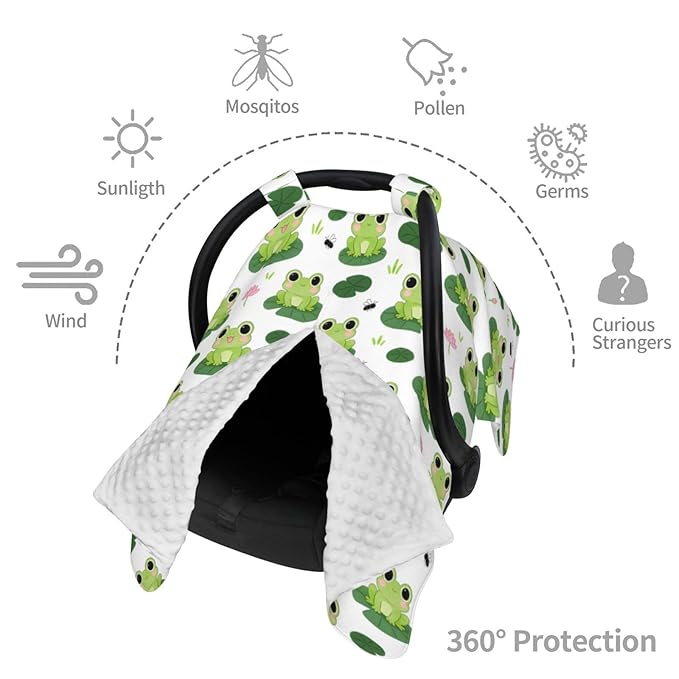 Frog Baby Car Seat Canopy Cover Multi Use Nursing Cover for Mom Nursing Covers Newborn Frog Shower Gift