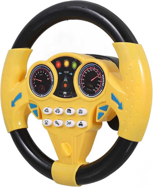 Toyvian Kids Steering Wheel - Simulated Driving Controller, Early Education Pretend Driving Toy with Light Music, Steering Wheel Toys for Toddlers 1-3