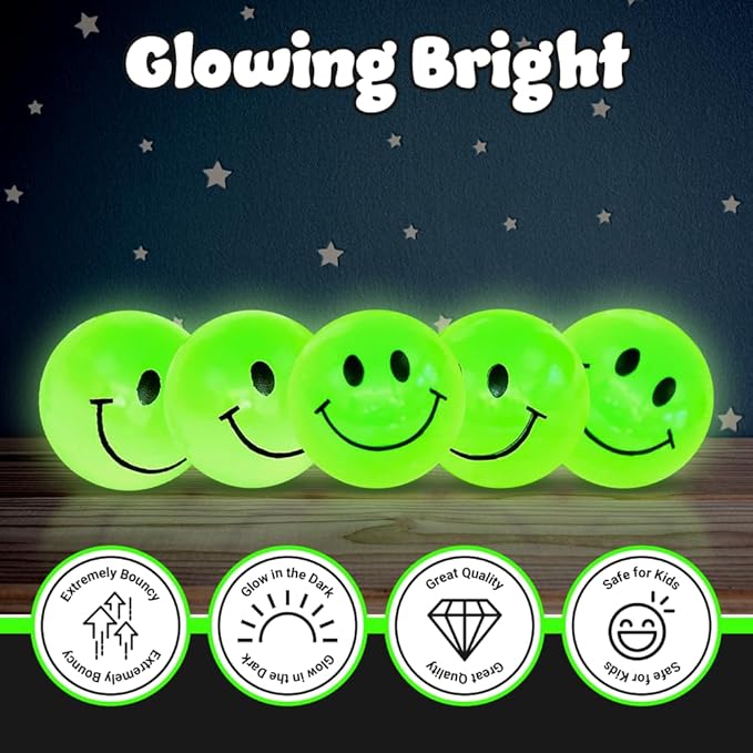 Playbees Glow in The Dark Bouncy Balls Bulk for Kids Super Bouncy Small Balls 1 inch for Kids Vending Machines Goodie Bag Stuffers for Boys and Girls