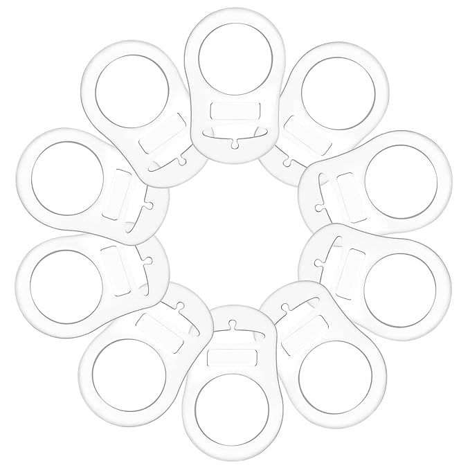 10 Pieces Silicone Adapter Rings Baby Holder and Clip MAM-Compatible (Soft &Transparent)
