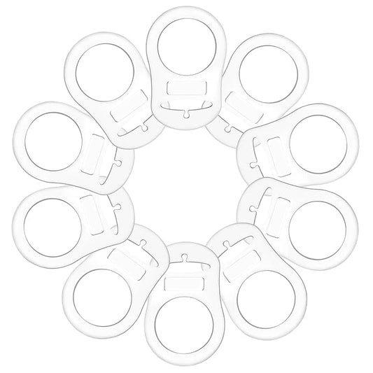 10 Pieces Silicone Adapter Rings Baby Holder and Clip MAM-Compatible (Soft &Transparent)