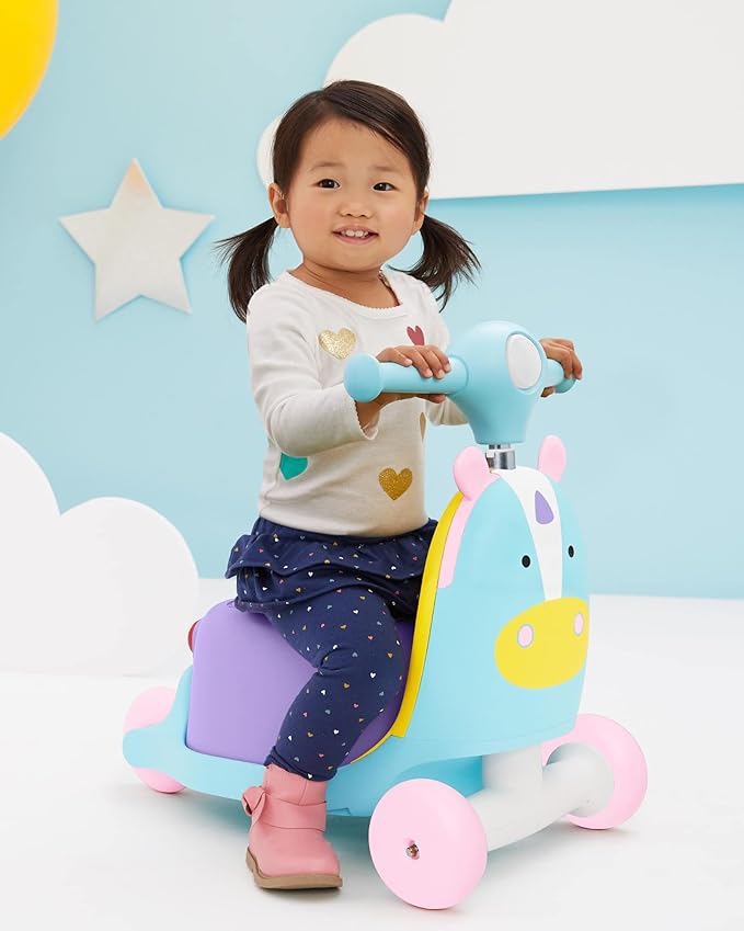 Skip Hop 3-in-1 Baby Activity Push Walker to Toddler Scooter, Zoo Unicorn & Accordian Baby Toy, Explore & More, Hedgehog