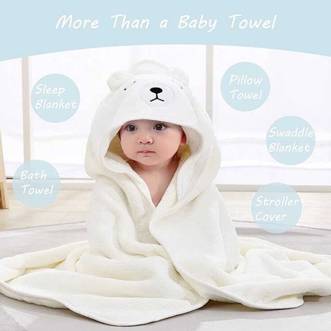 4 Pack Hooded Baby Towels - Premium Ultra Soft Organic Baby Bath Towel – Absorbent and Hypoallergenic Towels for Baby Boy Girl, Toddler, Newborn Essentials